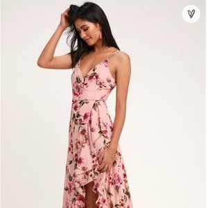 Lulu's NWT Bodacious Bella Blush Pink Floral Print Maxi Dress